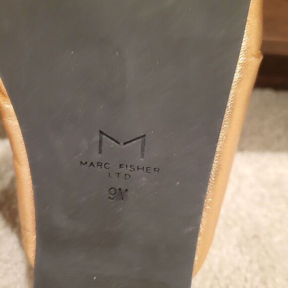 NWOB Marc Fisher Olita Slides Flats Leather Slip On Metallic Peach Orange Sz 9 - Picture 7 of 7